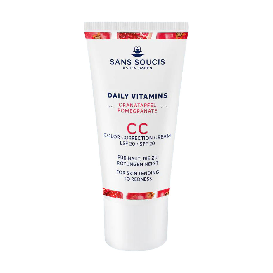 CC-крем для обличчя Sans Soucis Daily Vitamins Pomegranate CC Color Correcting Cream, SPF 20, від почервоніння шкіри, 30 мл